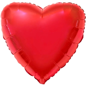 Гелиевый фольгированный шар ''сердце''(металлик красный)