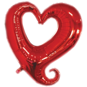 Гелиевый фольгированный шар ''Сердце красное вензель''