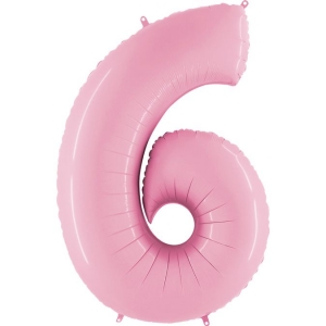 Гелиевая фольгированная цифра ''6'' розовая 
