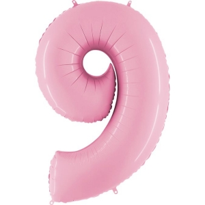 Гелиевая фольгированная цифра ''9'' розовая 