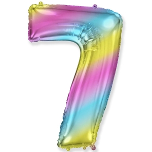 Гелиевая фольгированная цифра ''7'' градиент радуга