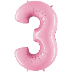 Гелиевая фольгированная цифра ''3'' розовая