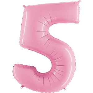 Гелиевая фольгированная цифра ''5'' розовая