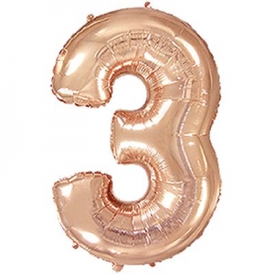 Гелиевая фольгированная цифра ''3'' розовое золото